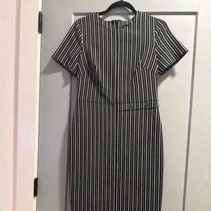 Banana Republic Black and White Striped Midi Dress